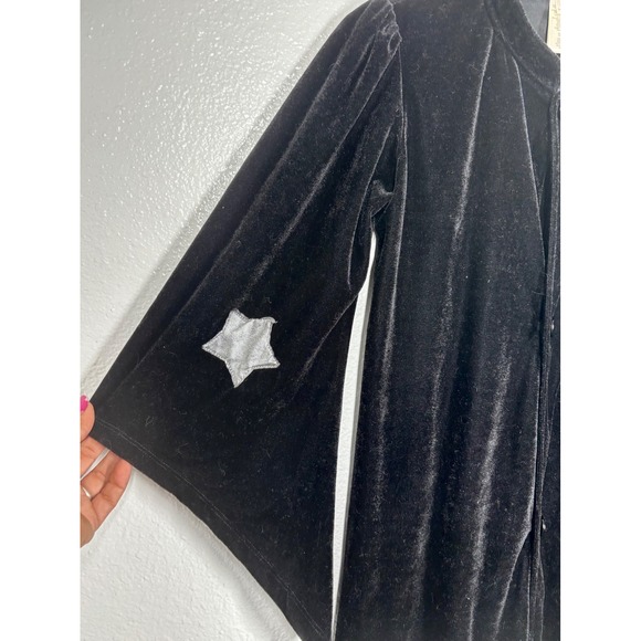 Pottery Barn Kids 10 Black Velvet Wizard Robe Moon Stars Celestial Costume Cloak - Picture 7 of 9